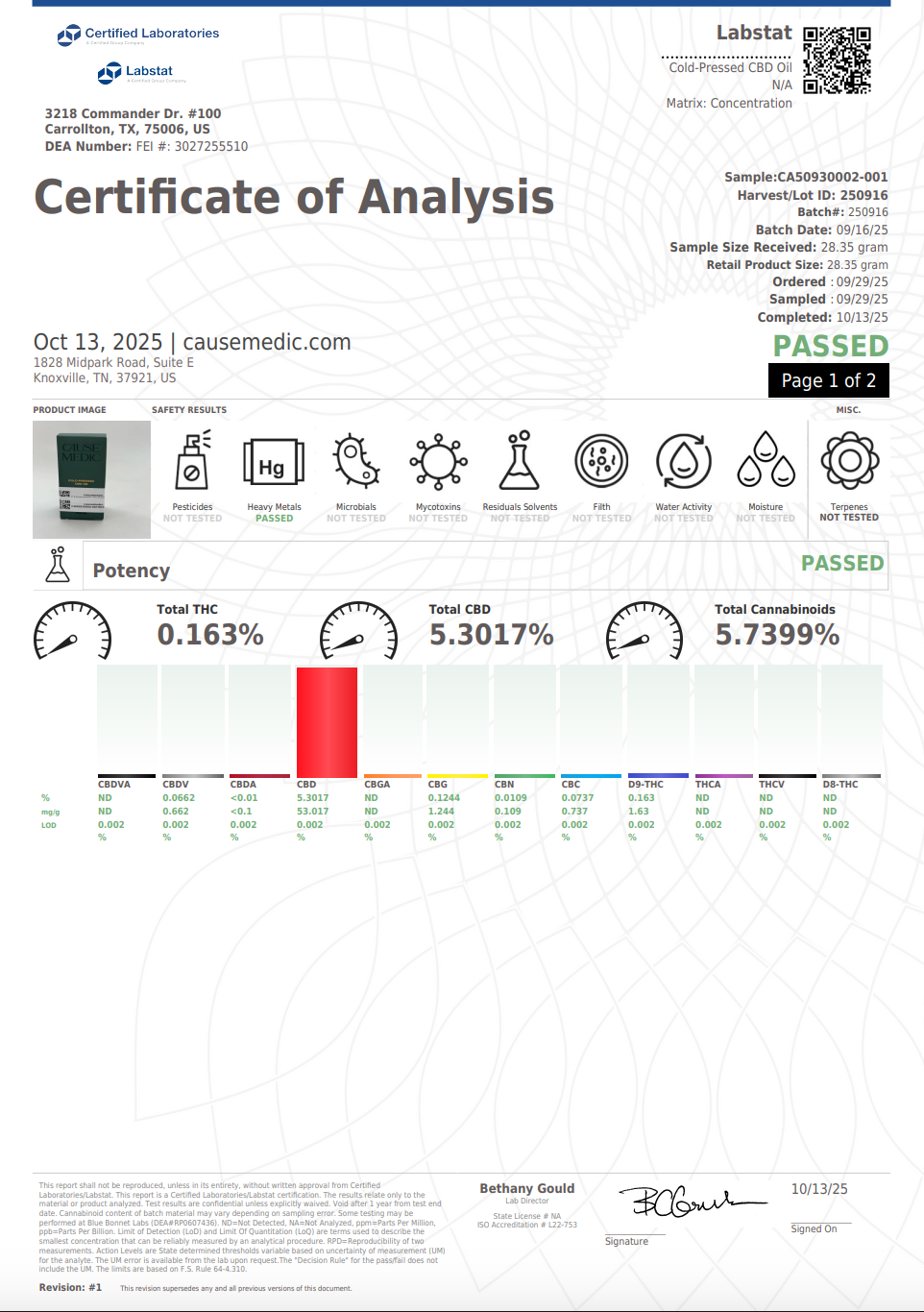 Cold-Pressed CBD Oil | Cause + Medic