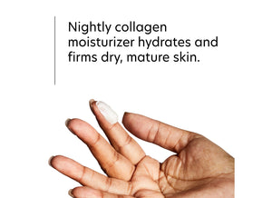 Close-up of a hand with a small amount of cream on the fingertips, illustrating the hydrating and firming benefits of Collagen Hydrator | PCA Skin for dry, mature skin in a skincare context.