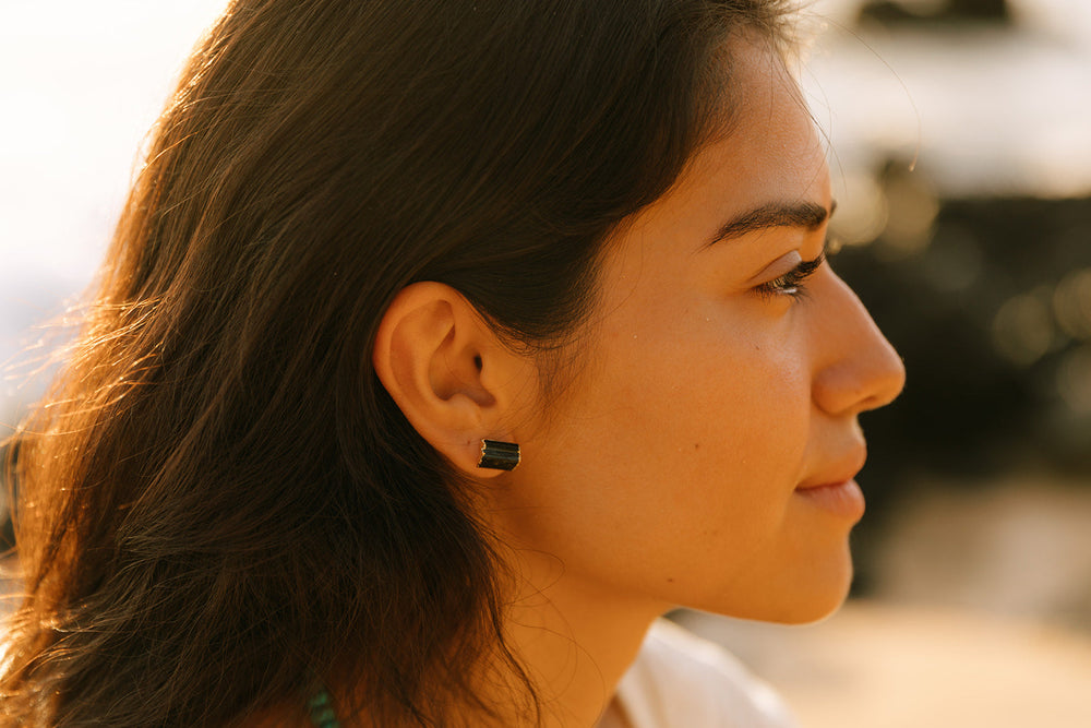 Meghan Bo Designs Black Tourmaline Stud Earrings ER020