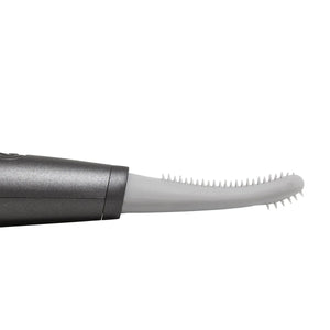 Deluxe Heated Eyelash Curler | Chella with a sleek, ergonomic design featuring a gentle curved silicone brush head for safe and effective eyelash curling and shaping.