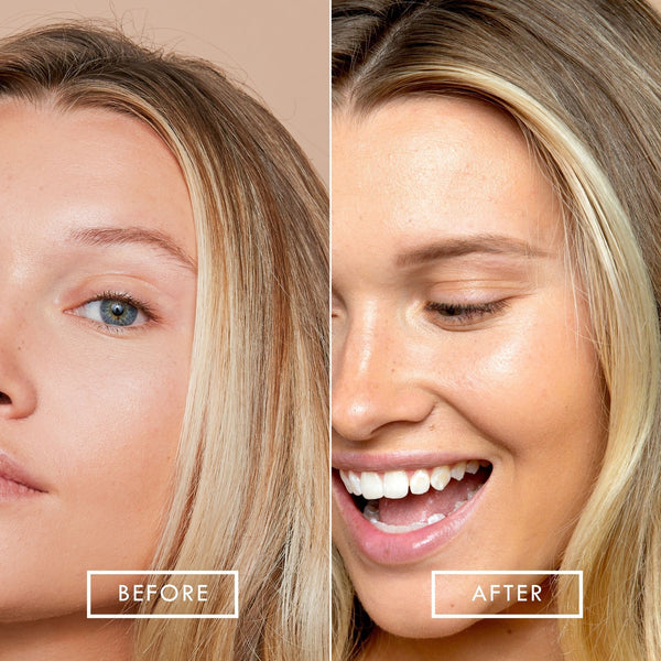 Close-up comparison of a woman's eyebrows before and after using Eyebrow Cream | Chella, showing fuller, well-defined brows and enhanced natural beauty in skincare.
