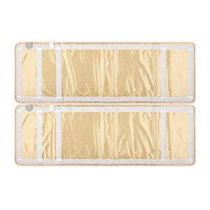 Top and bottom views of the TAJ-Mat™ Full 7224 Firm - Photon PEMF InfraMat Pro® | HealthyLine wellness device, featuring light beige protective covers and integrated straps for body care and recovery.