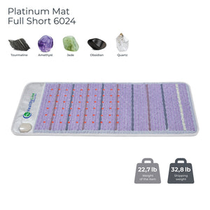 Platinum-Mat™ Full Short 6024 Firm - Photon Advanced PEMF InfraMat Pro® | HealthyLine wellness mat featuring embedded tourmaline, amethyst, jade, obsidian, and quartz stones designed for body care and recovery.