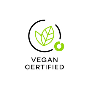 Vegan certified icon with green leaves inside a circular design representing cruelty-free and plant-based ingredients for Highlighter Pencil | Chella.