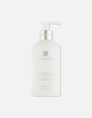 Bottle of Ageless Aloe Moisture Wash | Zents with a pump dispenser, featuring a minimalist white design for skincare and body care routines.