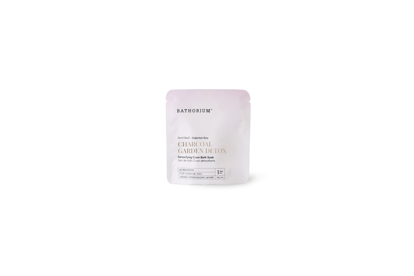 Charcoal Garden Detox Crush | Bathorium bath and body care product pouch displayed on a white background