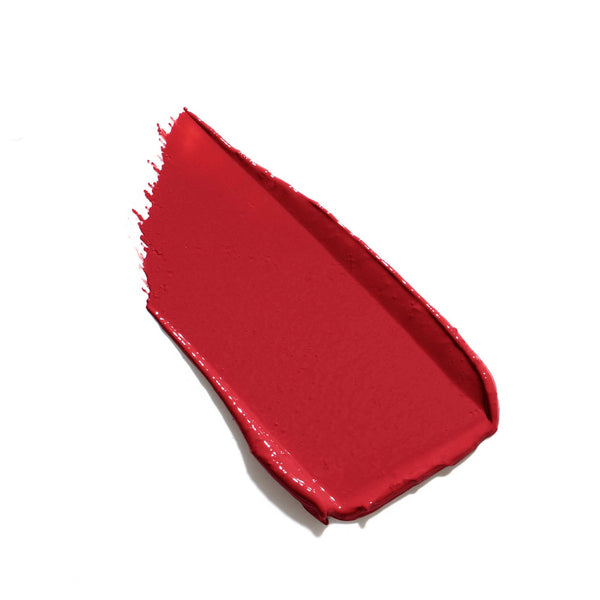 Swatch of a vibrant red cream lipstick showcasing smooth, hydrating texture from ColorLuxe Hydrating Cream Lipstick | Jane Iredale.