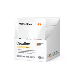 Box of Creatine 15-Travel Packs with lemon flavor, featuring pure creatine monohydrate in easy-to-use single-serving packets for muscle performance and cognitive support.