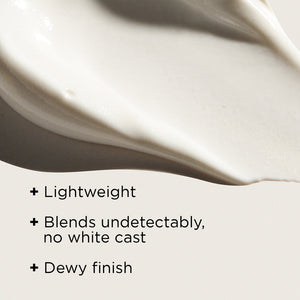Close-up texture of a lightweight, creamy moisturizer that blends undetectably with a dewy finish, highlighting DAILY PREVENTION Pure Mineral Hydrating Moisturizer SPF 30 | IMAGE Skincare.