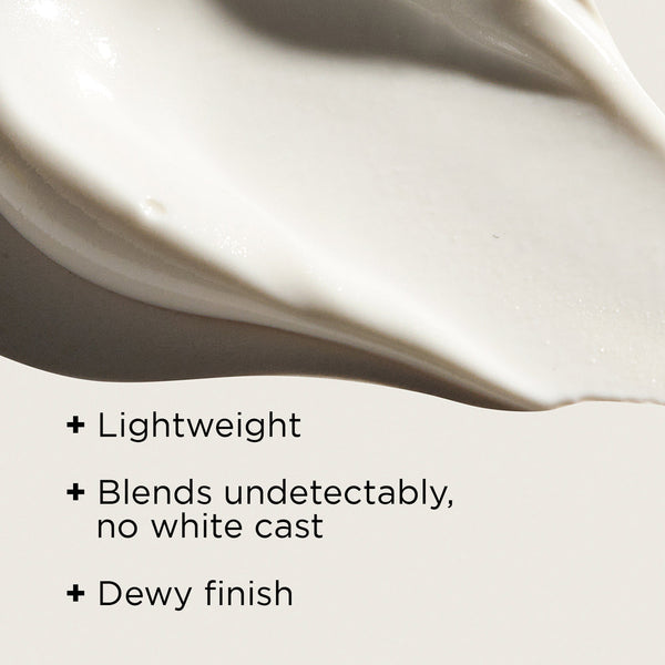 Close-up texture of a lightweight, creamy moisturizer that blends undetectably with a dewy finish, highlighting DAILY PREVENTION Pure Mineral Hydrating Moisturizer SPF 30 | IMAGE Skincare.