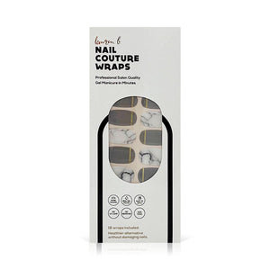 Gel Nail Wrap | Lauren B. Beauty featuring grey and gold geometric marble design, offering professional salon-quality gel manicure wraps for a quick and stylish nail look.