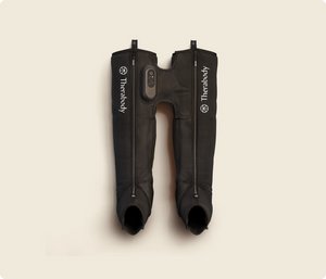 JetBoots Prime | Therabody black compression recovery boots with control panel designed for wellness and muscle recovery therapy.
