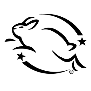 Leaping Bunny cruelty-free certification logo in black representing ethical and cruelty-free wellness supplements for Peace Of Mind™ Be Calm | ClarityRx.