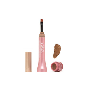 Eyebrow Cream | Chella in light brown shade with angled brush applicator and color swatch, designed for well-groomed, natural-looking eyebrows in skincare routine.