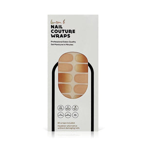 Packaging of Gel Nail Wrap | Lauren B. Beauty featuring nude gradient nail wraps designed for professional salon-quality gel manicure at home.