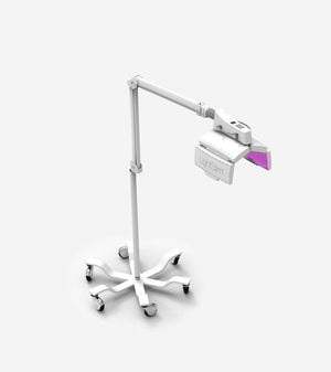 LightStim ProPanel | LightStim device on a white adjustable stand with wheels, designed for skincare and wellness treatments using advanced light therapy technology.