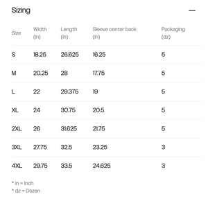 Sizing chart for Unisex Health Is Wealth T-Shirt - Private Label | Lucky Owl showing width, length, sleeve center back, and packaging measurements for sizes S to 4XL.
