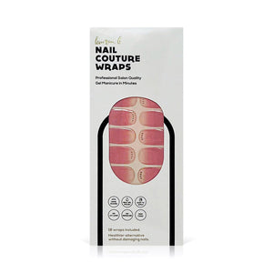 Packaging of Gel Nail Wrap | Lauren B. Beauty showing soft pink gradient nail wraps with subtle embellishments for a professional salon-quality gel manicure alternative.