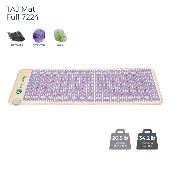 TAJ-Mat™ Full 7224 Firm - Photon PEMF InfraMat Pro® | HealthyLine wellness mat featuring embedded natural stones including tourmaline, amethyst, and jade for enhanced body care and recovery.