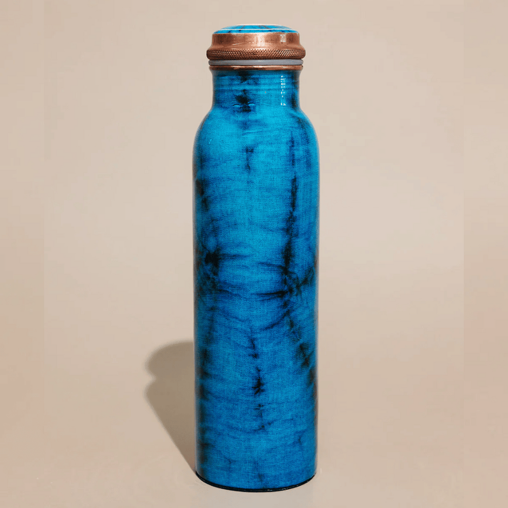 Blue Tie-Dye Copper Bottle (34oz) | Lucky Owl