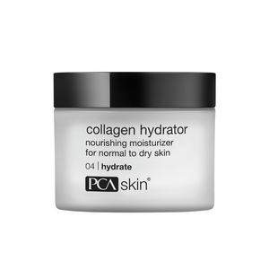 Collagen Hydrator | PCA Skin nourishing moisturizer in a white jar with black lid, designed for normal to dry skin hydration and skincare.