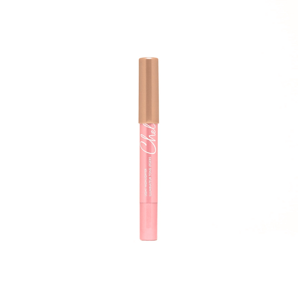 Highlighter Pencil | Chella in soft pink shade with metallic gold cap, designed for subtle facial highlighting and enhancing natural glow.