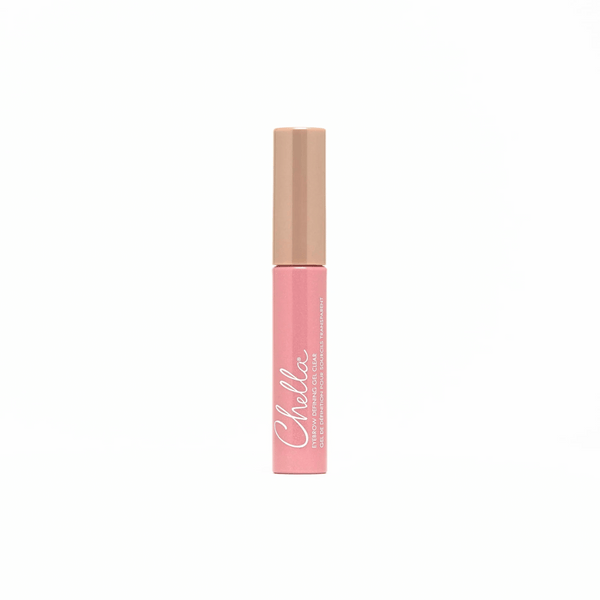 A sleek pink and beige tube of Eyebrow Defining Gel Clear | Chella displayed on a white background, designed for precise eyebrow styling and grooming.