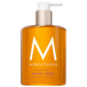 Hand Wash | Moroccanoil in an amber pump bottle featuring argan oil and hyaluronic acid, designed for gentle skincare and body care.