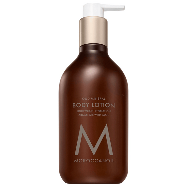 Bottle of Body Lotion | Moroccanoil with lightweight hydration formula featuring argan oil and aloe, designed for nourishing body care and skincare routines.