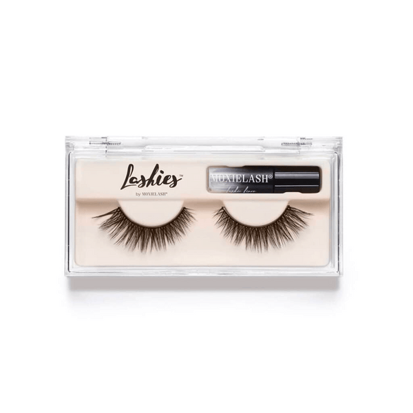 Lashies™ - Wifey - On The Go | Moxielash false eyelashes and adhesive set in a clear case with a sleek black applicator for easy beauty and skincare enhancement.