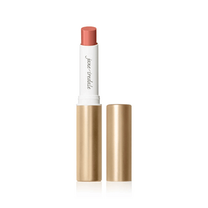 ColorLuxe Hydrating Cream Lipstick | Jane Iredale in a warm nude shade with a gold-toned tube, designed to provide moisturizing lip color for a natural look.