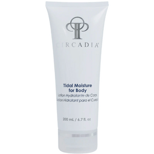 Tube of Tidal Moisture for Body | Circadia body lotion in white packaging, designed for skincare and hydration with a minimalist logo and text.