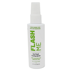 Bottle of Flash Me – Hot Flash Cooling Spray | Popmask, a skincare product designed to soothe hot flashes with ceramides and hyaluronic acid for menopause relief.
