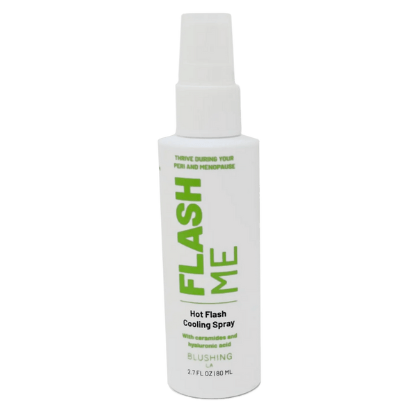 Bottle of Flash Me – Hot Flash Cooling Spray | Popmask, a skincare product designed to soothe hot flashes with ceramides and hyaluronic acid for menopause relief.