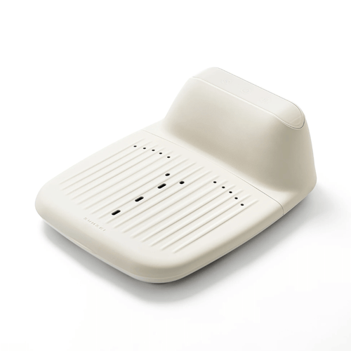 Modern beige wellness device with a smooth, contoured design featuring vent holes and control buttons, designed for skincare and body care use, SUMSEI Air Shower | SUMSEI.