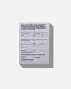 Back of Clear Capsules | VIDA GLOW packaging displaying nutritional information, ingredient details, and usage instructions for skincare and wellness supplementation.