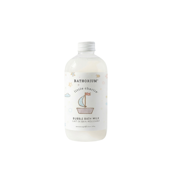little charlie™ Bubble Bath Milk | Bathorium bottle with a whimsical illustrated label shown on a white background