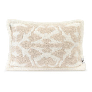 Rectangular cream and beige textured pillow with a geometric pattern, soft chenilla fabric, styled for a cozy and elegant home setting, Pillows - Dream - Chenilla Cloud™ | Kashwére.