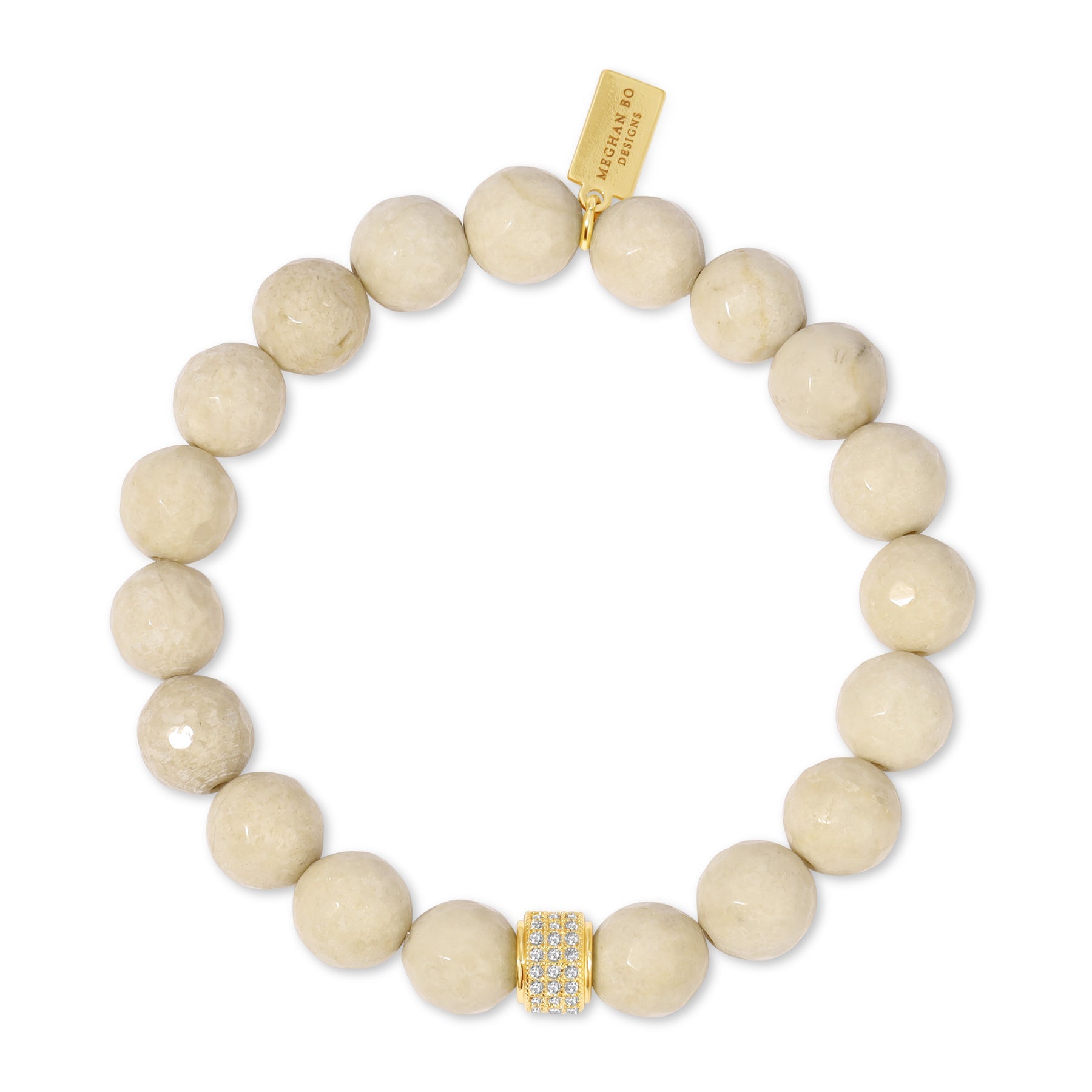 Natural Fossil Stone Beaded Stretch Bracelet | Meghan Bo