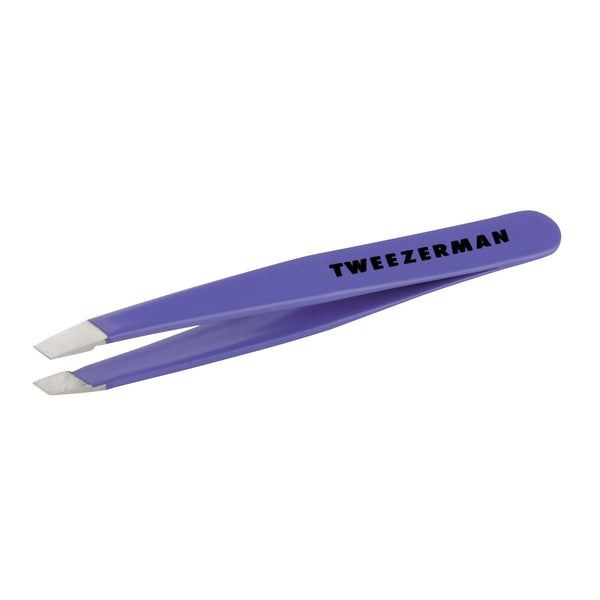 Blooming Lilac Mini Slant Tweezer | Tweezerman in purple with precision slant tips, designed for effective hair removal and detailed grooming in skincare routines.