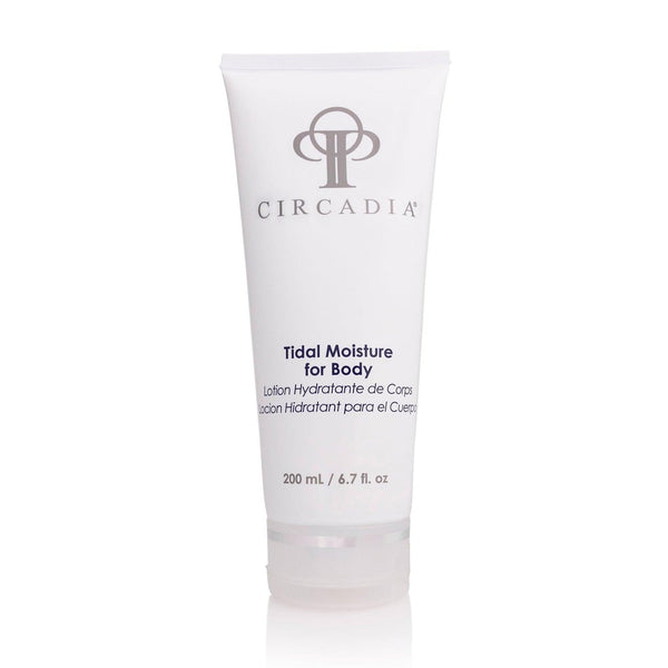 White tube of Tidal Moisture for Body | Circadia lotion with minimalist branding, designed for skincare and body care hydration.