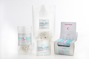 Various packaging of Luna Wipes Pro Pak - 350 qty | Functional Botanicals skincare wipes displayed against a white background for body care and wellness use.