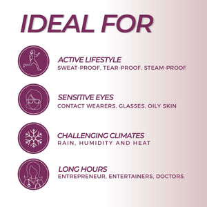 Ideal for an active lifestyle with sweat-proof, tear-proof, and steam-proof features, suitable for sensitive eyes including contact wearers and oily skin, performs well in challenging climates, and lasts long hours for professionals, highlighting Liquid Eyeliner - Black | Blinc.
