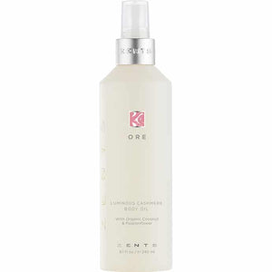 Bottle of Body Oil | Zents with luminous cashmere scent, featuring organic coconut and passionflower for skincare and body care wellness.