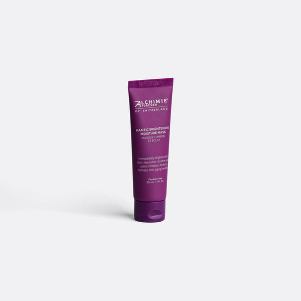 Tube of Kantic® Brightening Moisture Mask | Alchimie Forever skincare product in purple packaging designed for hydration and brightening benefits.