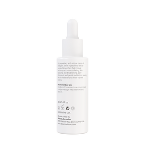 White dropper bottle of Clarifi | Skin Moderne skincare product with detailed ingredient and usage information on the label, promoting skin brightening and exfoliation benefits.