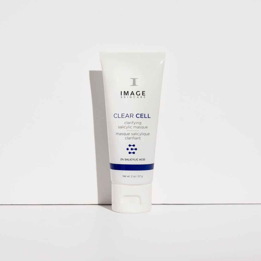 CLEAR CELL clarifying salicylic masque | IMAGE Skincare tube featuring 2% salicylic acid for skincare treatments, ideal for clarifying and cleansing skin.