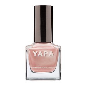 Caroline Nail Lacquer | YAPA in a soft, pearlescent pink shade with a sleek black cap, designed for professional-quality nail care and polish.
