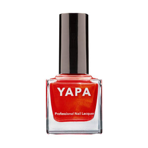 Celine Nail Lacquer | YAPA in a vibrant red shade with sleek black cap, ideal for professional nail care and adding a bold splash of color.