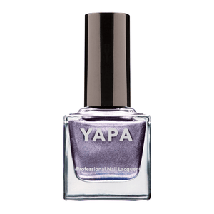 Cheryl Nail Lacquer | YAPA in a sleek glass bottle featuring a shimmering lavender purple nail polish with a black cap.